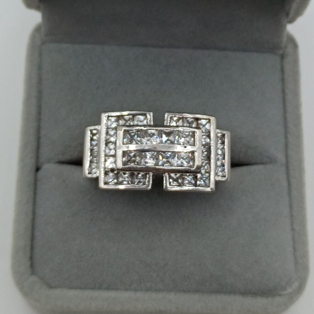 Sterling Silver Geometric Statement Ring – Size 12 – 925